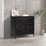 vidaXL Dulap cu sertare, negru, 75x35x70 cm, lemn masiv pin