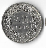 Moneda 2 francs 1969 - Elvetia, Europa, Cupru-Nichel