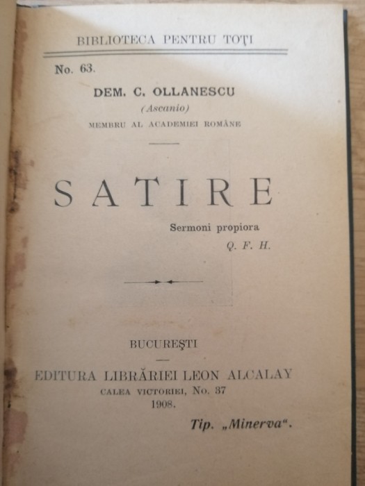 Satire / Pe Malul Garlei - Dem. C. Ollanescu. (Ascanio), Leon Alcalay, 1908