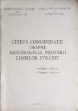 CATEVA CONSIDERATII DESPRE METODOLOGIA PREDARII LIMBILOR STRAINE-VALERIU BENTA