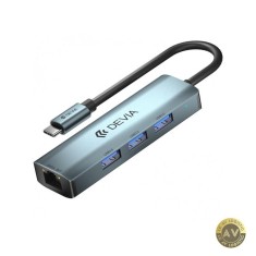 Hub USB-C DEVIA EC621 3 x USB-A 3.0 - 1 x RJ45 Gri