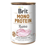 Brit Mono Protein, Iepure, Conservă hrană umedă monoproteică fară cereale c&acirc;ini, (pate), 400g