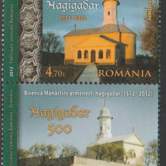 2012 Romania Armenia - Manastirea Hagigadar LP 1950 f, timbru cu vigneta jos MNH