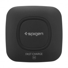 Incarcator Universal Inductie Spigen F301W Wireless Fast Charger 9V Negru foto