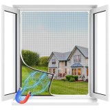 Plasă de protecție pentru fereastră cu magnet, 130x150 cm, protecție DIY &icirc;mpotriva insectelor, plasă din fibră de sticlă &icirc;ntărită, robustă și durabilă