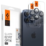 Folie Camera pentru iPhone 14 Pro / 14 Pro Max / 15 Pro / 15 Pro Max (set 2) - Spigen Glas.tR Optik - Blue Titanium