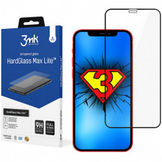 Folie Protectie Ecran 3MK HardGlass Max Lite pentru Apple iPhone 12 Pro Max, Sticla securizata, Full Face, Full Glue, Neagra