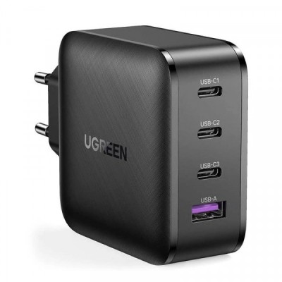 Incarcator Retea UGREEN CD104, 65W, 3A, 1 x USB-A - 3 x USB-C, Negru foto