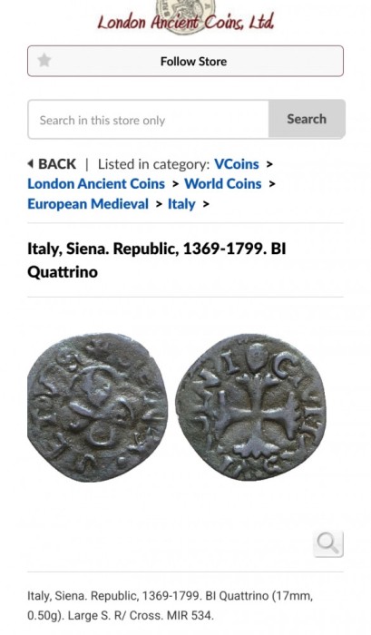 Italia quattrino (1369-1799) argint Siena