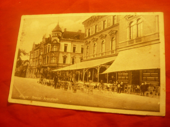 Ilustrata Brasov -Prefectura si Cafeneaua Transilvania , interbelica