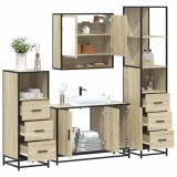 vidaXL Set de mobilier de baie din 4 piese din lemn de stejar Sonoma 3301281