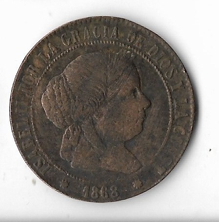 Moneda 5 centimos 1868 - Spania