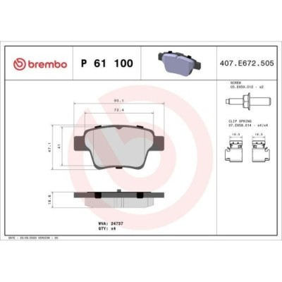 Placute frana Peugeot 207 (Wa Wc) 02.06-12.15, 207 Sw Box / Estate (Wk) 08.07-12.12, 307 (3a/C) 08.00-12.12, Spate, BREMBO foto