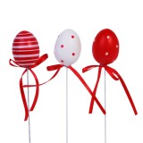 Oua Decorative de Paste Rosii si Albe pe Stick, Set 6 buc, CMCLASS