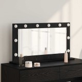 vidaXL Oglingă vanity cu lumini LED Stejar Negru 80x45x18 cm
