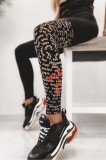 Colanti Dama Negri Talie Medie Imprimeu Text Modern Bumbac Lycra S/M