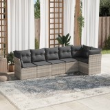 VidaXL Set canapele de grădină cu perne, 6 piese gri deschis poliratan