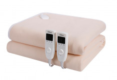 Patura ZLN-4120, Crem cu incalzire electrica Soft Polar Fleece, Pentru doua persoane 160X140 cm, 2x60 W, Temporizator 1-10 ore, ZILAN