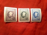 Serie mica Romania 1926 60 Ani Ferdinand , 1,2 si 10 lei , 3 valori sarniera, Nestampilat