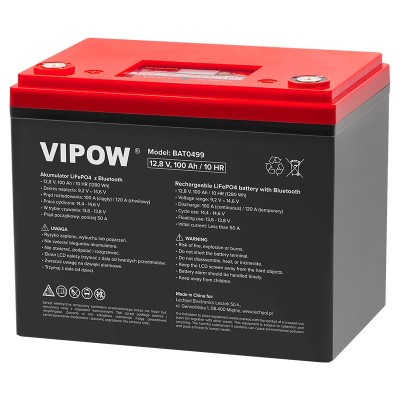 Acumulator lifepo4 12v 100ah bluetooth vipow foto