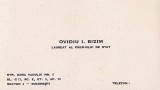 A3104N Carte de vizită Ovidiu Bizim, laureat al Premiului de Stat, cu nota sa olografă, 1975