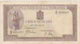Bancnotă Rom&acirc;nia 500 lei 1941 BNR, B/10 0556537, Castelul Peleș