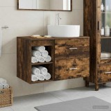 Cumpara ieftin Set dulap baie 2 buc. Stejar fumuriu 79,5 x 44,5 x 76 cm