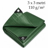 Cumpara ieftin Prelata de protectie cu inele metalice, 3x3 m, densitate 110 g/mp, verde
