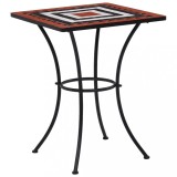 vidaXL Masă de bistro mozaic, cărămiziu și alb, 60 cm, ceramică
