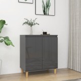 Servantă &amp; picioare lemn masiv gri extralucios 60x35x70cm PAL