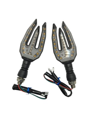 Set semnalizari Moto LED 12V - Lumina Galbena &amp;ndash; (Fork Shape) LED KL039 (2PCS) foto