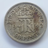 Anglia 6 pence 1942 argint, Europa