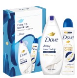 Set cadou DOVE: Gel de dus Deeply Nourishing, 250ml + Deodorant spray Original, 150ml