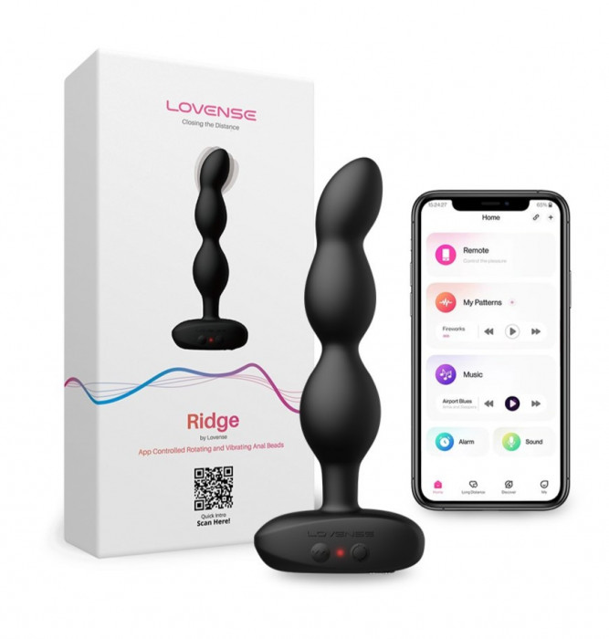 Stimulator Lovense Ridge, Bluetooth Control, Free App, Silicon, Negru