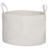 HOMCOM Coș pentru Rufe de 88L, Portabil și Pliabil cu M&acirc;nere, Coș de Rufe din Bumbac Natural, &Oslash;56x35,5 cm, Alb Crem | Aosom Romania