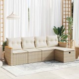 VidaXL Set canapele de grădină cu perne, 5 piese, bej, poliratan 3325901