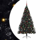 VidaXL Pom de Crăciun artificial pre-iluminat Negru 180 cm PVC 3397149