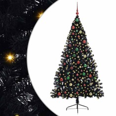 vidaXL Pom de Crăciun artificial pre-iluminat Negru 180 cm PVC 3397149