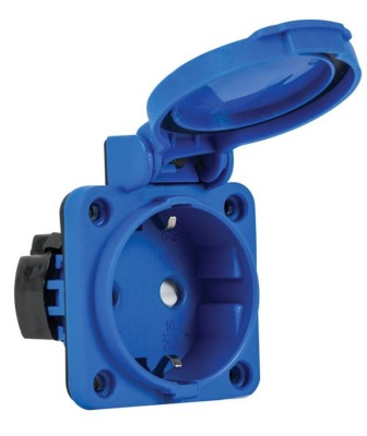Priza schuko incastrabila albastra pentru tablouri electrice 16A protectie copii IP54 foto