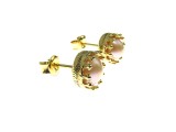 Cercei Princess argint placat cu aur cu perle oranj de cultura 6 MM