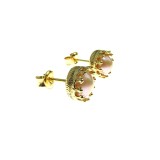 Cercei Princess argint placat cu aur cu perle oranj de cultura 6 MM