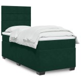 vidaXL Pat continental cu saltea, verde &icirc;nchis, 80x200 cm, catifea 3290765