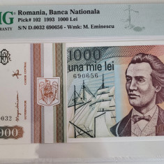 Bancnota gradata 1000 lei 1993 PMG67