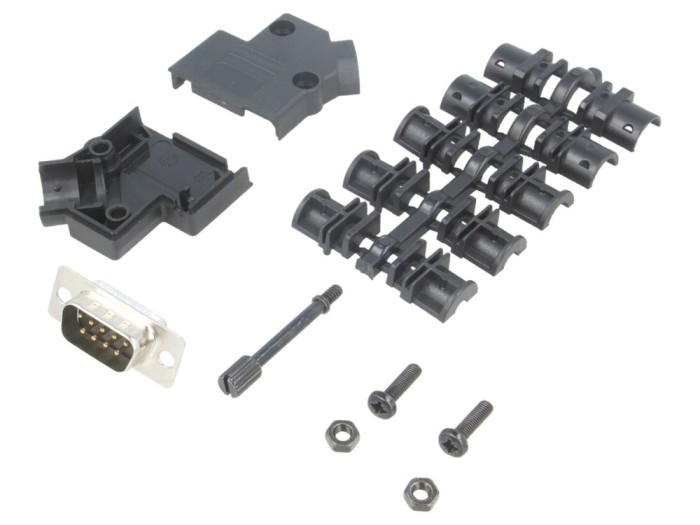 Conector D-Sub 9 pini tată, negru