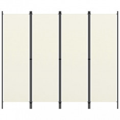 Paravan de cameră cu 4 panouri, alb crem, 200 x 180 cm