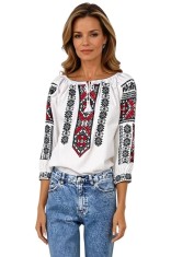 Bluza dama tip ie 257 alb crystal/negru marimea S