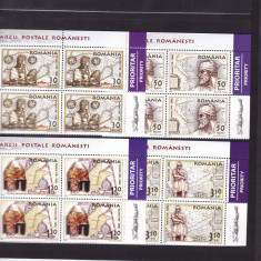 2006 LP1730 ZIUA MARCII POSTALE ROMANESTI BLOCURI DE 4 TIMBRE CU TABS-URI MNH