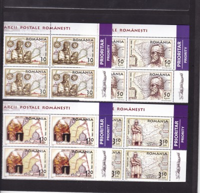 2006 LP1730 ZIUA MARCII POSTALE ROMANESTI BLOCURI DE 4 TIMBRE CU TABS-URI MNH foto