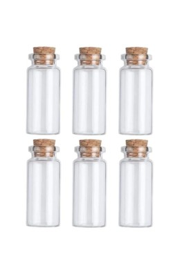 Set 6 sticle de sticlă cu dop de plută, 2x5,5 cm, 10ml foto