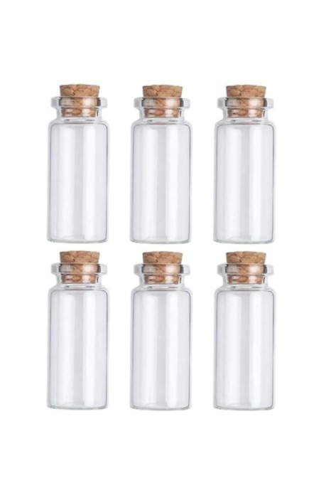 Set 6 sticle de sticlă cu dop de plută, 2x5,5 cm, 10ml